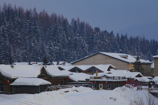 雪乡雪房子东北旅游雪景