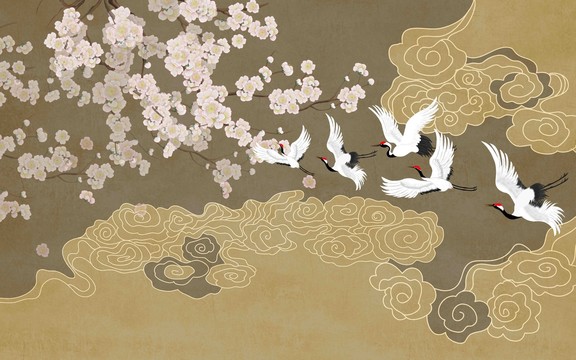復(fù)古祥云花鳥