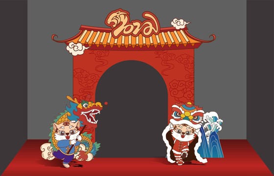 门型拱门春节新年布置