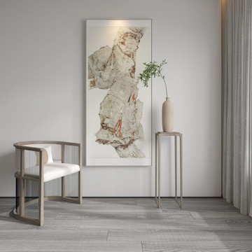 新中式单椅墙布壁画背景场景图