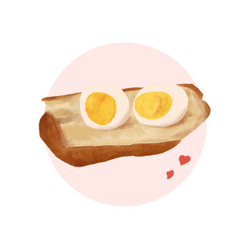 面包鸡蛋早餐插画