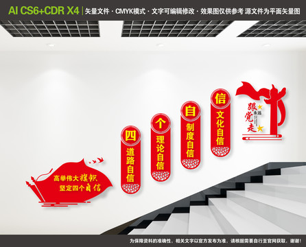 四個(gè)自信樓梯文化墻