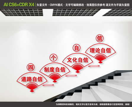 四個自信樓梯文化墻