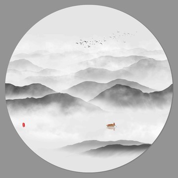 新中式水墨山水圖