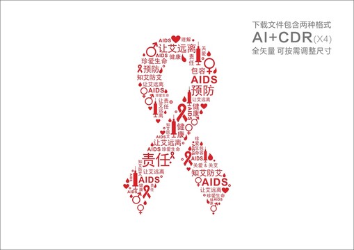 艾滋病日紅絲帶AIDS符號
