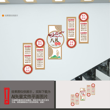 八禮四儀樓梯文化墻