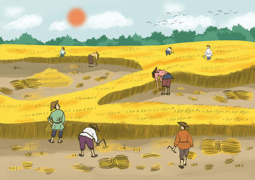 麥田豐收圖