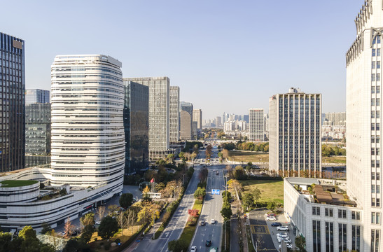 航拍杭州房地产背景图