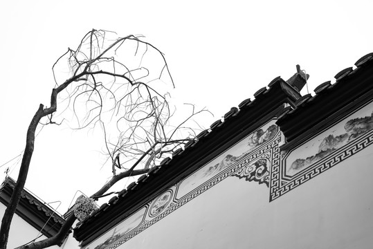 黑白仿古建筑素材