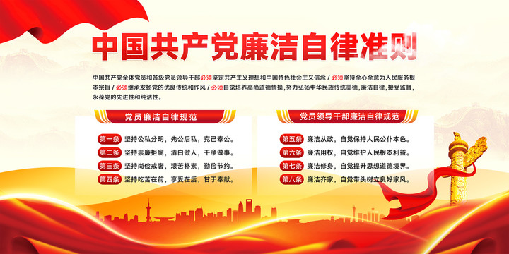 黨員廉潔自律準(zhǔn)則展板