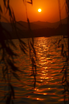 夕阳下的西湖