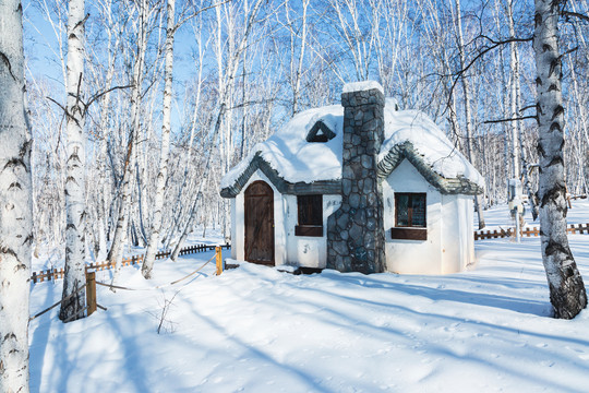 雪原森林小房子