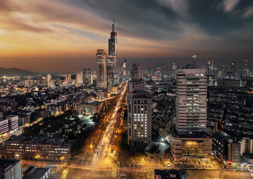 南京鼓楼紫峰大厦夜景