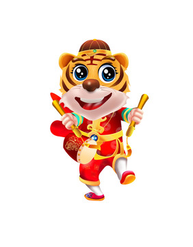 虎年卡通門貼