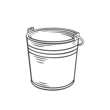 黑白手绘水桶插图