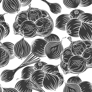 黑白手绘洋葱插图
