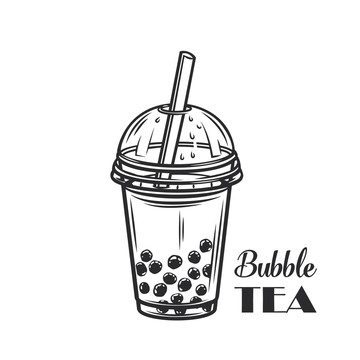 手繪珍珠奶茶插圖