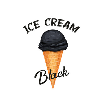 黑色冰淇淋甜筒插图