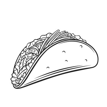 墨西哥玉米饼素描插图