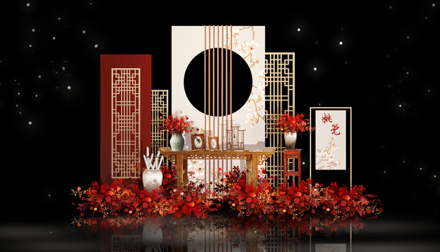 中式婚禮簽到區(qū)