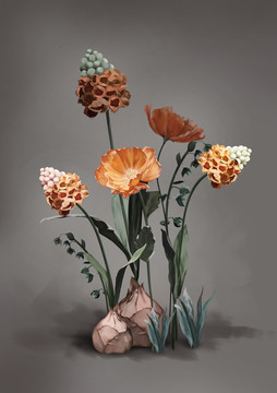 橘色紙花