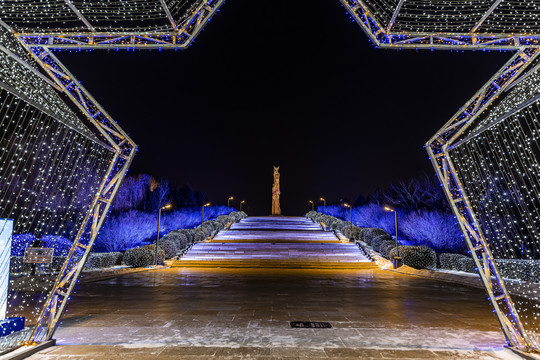 长春世界雕塑公园冰雪乐园夜景