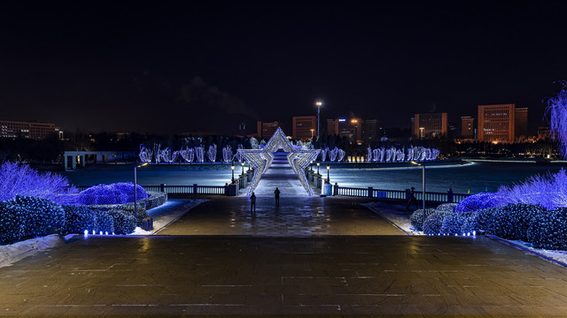 长春世界雕塑公园冰雪乐园夜景