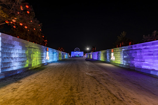 长春世界雕塑公园冰雪乐园夜景