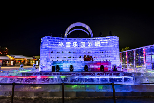 长春世界雕塑公园冰雪乐园夜景