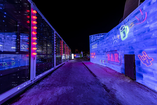 长春世界雕塑公园冰雪乐园夜景