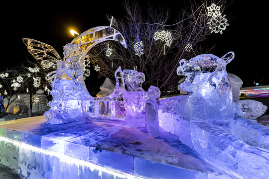 长春世界雕塑公园冰雪乐园夜景