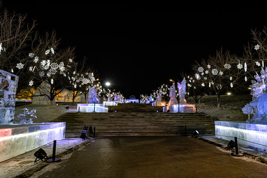 长春世界雕塑公园冰雪乐园夜景