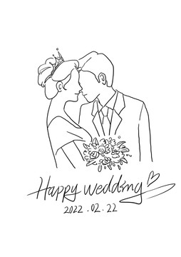 婚禮新人親吻手繪簡筆圖標(biāo)