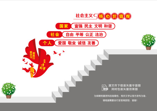 價(jià)值觀樓梯宣傳墻