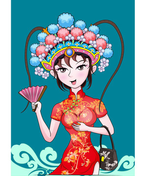 國潮京劇美女