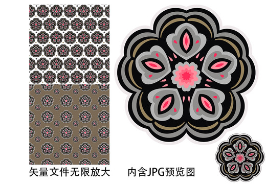 黑色復(fù)古圖案中式圖案顏色圖案