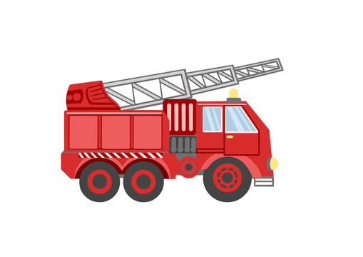 紅色卡通風(fēng)格消防車插畫