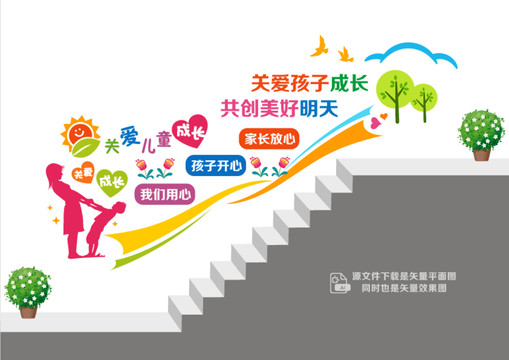 關(guān)愛孩子成長樓道墻