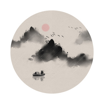 寫意墨跡山水畫