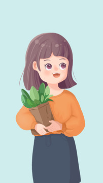 卡通女孩插畫