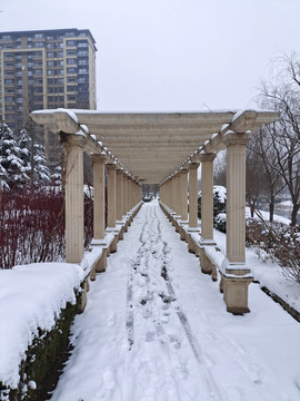 文化长廊雪景