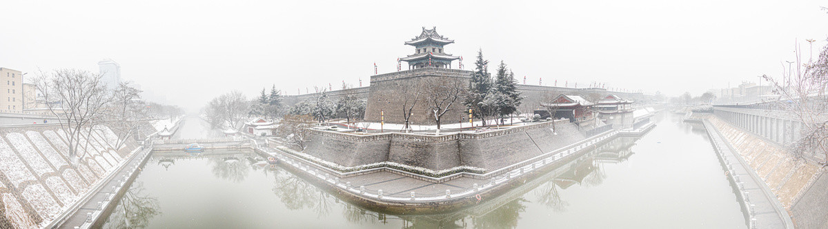 西安古城墙雪景