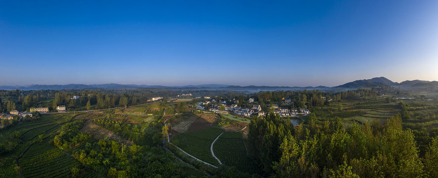 宽幅乡村田园风光全景图