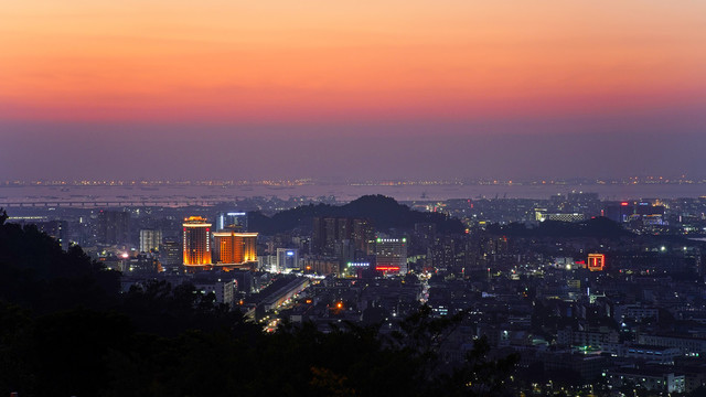 夜晚珠三角深圳福永城市夜景