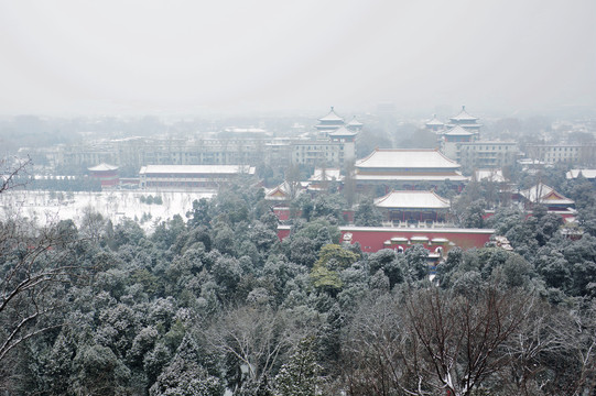 北京景山公园寿皇殿雪景