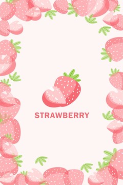 手绘草莓矢量水果背景