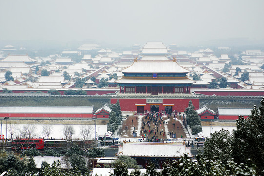 北京故宫神武门雪景