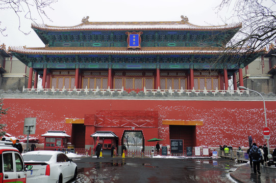 北京故宫西华门雪景