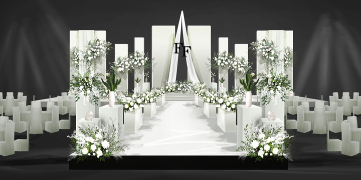 白色韩式婚礼效果图