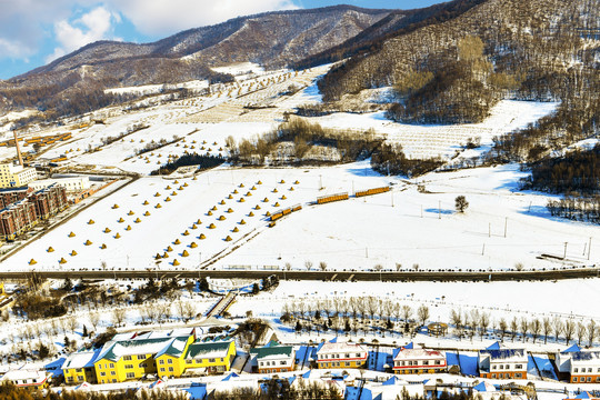 冬季乡村田园雪景